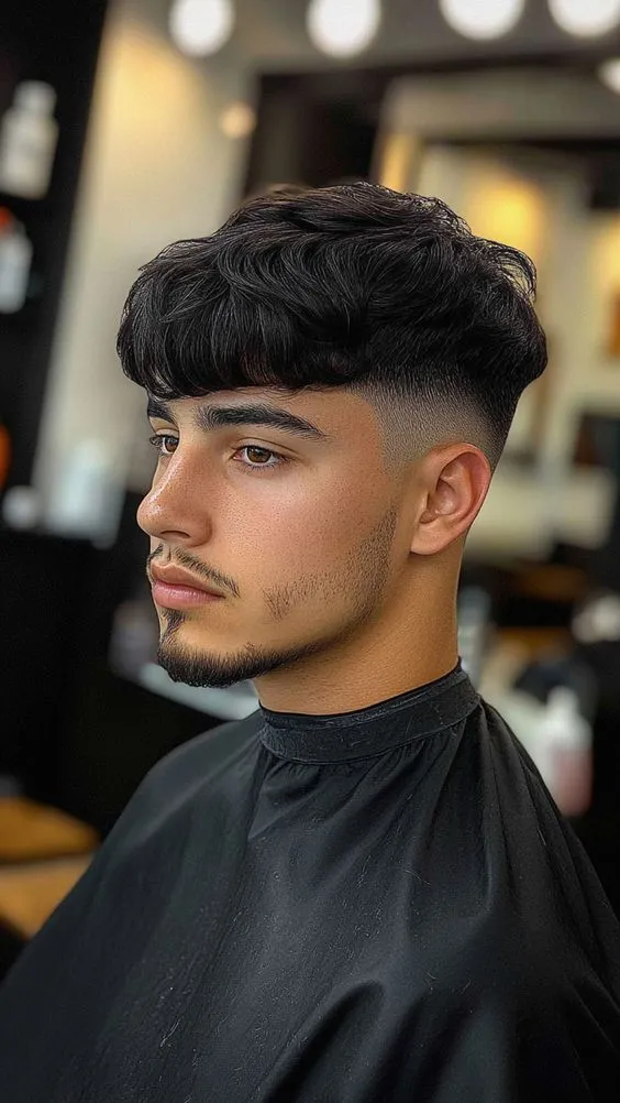 pria dengan model rambut Mid Fade Edgar Cut
