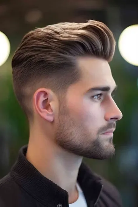 Low Fade with Pompadour